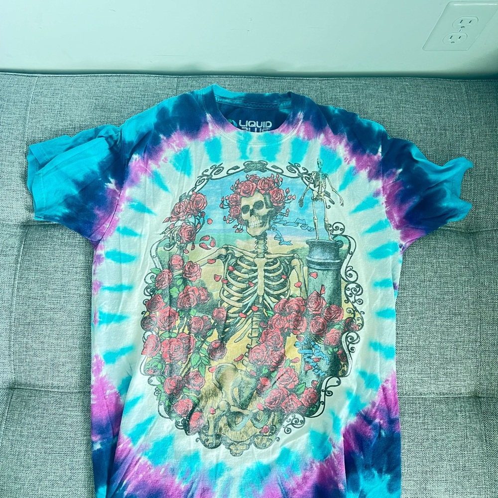 Liquid Blue Multicolor Tie-Dye Skeleton Tee